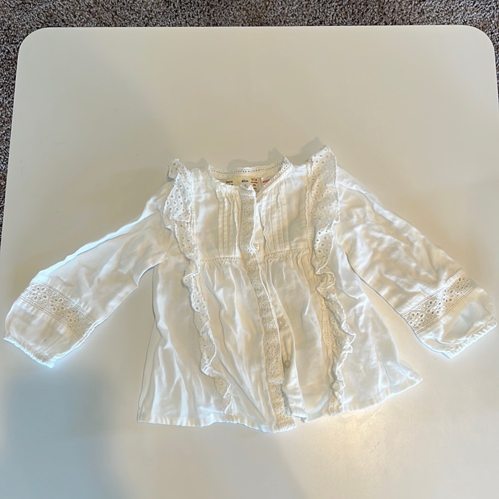 Zara Baby white embroidered blouse 9/12 months